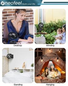 img 3 attached to 🌬️ NEOFEEL Stroller Fan - 5000mAh Camping Fan with LED Light, 3 Speeds, Portable Tripod Stand - Ultra Quiet, 120° Oscillating Personal Fan for Office, Home, and Outdoor Use