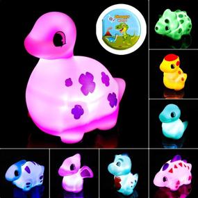 img 4 attached to 🦖 Interactive Light-Up Dinosaur Bath Toys for Toddlers 1-3 | Mold Free Soft Baby Pool Toys | 8pcs Set for Bathtime Shower Pool Party | Organizing Mesh Bag & Bath Book Included | Ideal Baby Bathtub Toys for Boys and Girls