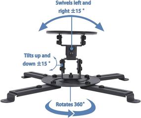 img 2 attached to Black Adjustable Extendable Arms Full Motion Universal Projector Ceiling Mount Bracket with 🔧 Rotating Swivel Tilt and Low Profile Mount for Home and Office Projector - DYNAVISTA