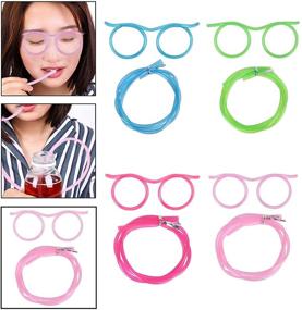 img 1 attached to 🥳 8PCS Silly Straw Glasses: Reusable Fun Loop Drinking Straw Eye Glasses for Kids Party, Annual Meeting, Birthdays (8 Colors)