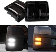 🚘 xtauto led side mirror marker light replacement for ford f-150 & super duty: v8 v10 | white running/parking, amber turn signal logo