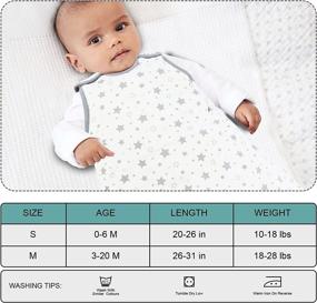 img 3 attached to 🌙 Organic Cotton Baby Sleep Sack, 1.5 Tog Grey Star Swaddle Transition Sleeping Bag 0-6 Months by VigorSpring