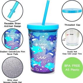 img 2 attached to 🍼 Home Tune 14oz Kids Tumbler - BPA-Free, Straw Lid Cup, Reusable, Lightweight, Spill-Proof Water Bottle with Cute Design for Girls &amp; Boys - 2 Pack