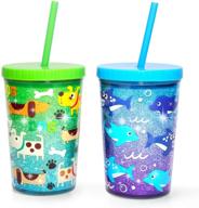 🍼 home tune 14oz kids tumbler - bpa-free, straw lid cup, reusable, lightweight, spill-proof water bottle with cute design for girls &amp; boys - 2 pack логотип