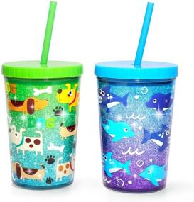 img 3 attached to 🍼 Home Tune 14oz Kids Tumbler - BPA-Free, Straw Lid Cup, Reusable, Lightweight, Spill-Proof Water Bottle with Cute Design for Girls &amp; Boys - 2 Pack