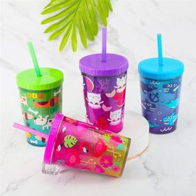 img 1 attached to 🍼 Home Tune 14oz Kids Tumbler - BPA-Free, Straw Lid Cup, Reusable, Lightweight, Spill-Proof Water Bottle with Cute Design for Girls &amp; Boys - 2 Pack