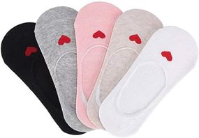 img 2 attached to Носки PACKO SOCKS для девочек без видимости для детей 6-12 лет с дизайном сердечек - удобная и стильная обувь для активных детей