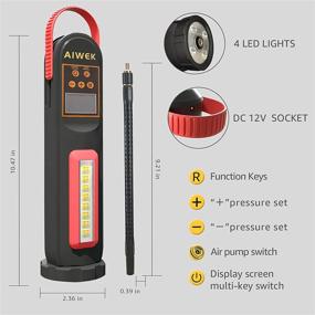 img 3 attached to AIWEK Насос для шин: Портативный 12V Компрессор для автомобилей, мотоциклов, велосипедных шин и спортивного оборудования с аккумулятором и светодиодным дисплеем