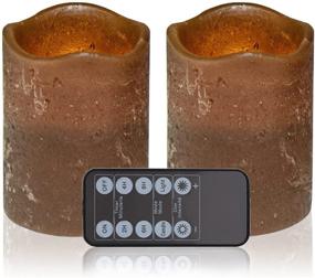 img 4 attached to 🕯️ Realistic Flickering Flameless LED Votive Candle Lights, Set of 2 (D3 x H 4") Battery Operated - Enjoy Real Chocolate-Like Ambience