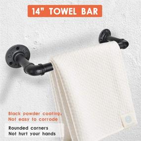 img 1 attached to 🛁 Rustic Farmhouse Towel Holder Set: Industrial Pipe Style with 14 Inch Towel Bar, Toilet Paper Holder, and 3 Robe Hooks - Wall Mounted Bath Accessories Hardware