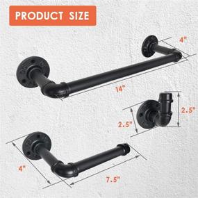 img 3 attached to 🛁 Rustic Farmhouse Towel Holder Set: Industrial Pipe Style with 14 Inch Towel Bar, Toilet Paper Holder, and 3 Robe Hooks - Wall Mounted Bath Accessories Hardware