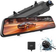 🐺 wolfbox 2.5k mirror dash cam with gps: full touch screen rear view mirror camera + waterproof backup camera – dual front and rear car dash camera with night vision logo