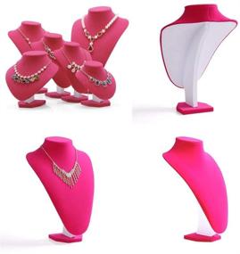 img 2 attached to 💕 Deep Pink Velvet Jewelry Necklace Holder Stand: Elegant Accessories Display for Women, Girls, and Events at Home or Shop