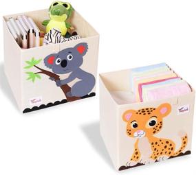 img 4 attached to 🐨 SITAKE 2-Piece Collapsible Animal Toy Storage Set: Foldable Box/Bin/Cube, Organizer Chest, Basket Container for Kids, Toddlers, Boys and Girls (13 x 13 x 13 Inch, Tiger & Koala)