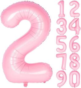 img 4 attached to Vibrant 40 Inch Tiffany Pink Numbers 0-9: Birthday Party Decorations with Helium Foil Mylar Number Balloon 2