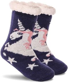 img 4 attached to Уютные зимние носки-тапочки с единорогом для детей - согревающая плюшевая подкладка из шерпы: для девочек и мальчиков