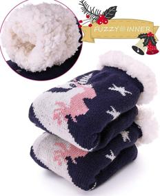 img 2 attached to Уютные зимние носки-тапочки с единорогом для детей - согревающая плюшевая подкладка из шерпы: для девочек и мальчиков