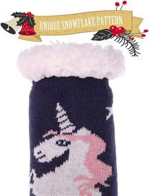 img 1 attached to Уютные зимние носки-тапочки с единорогом для детей - согревающая плюшевая подкладка из шерпы: для девочек и мальчиков