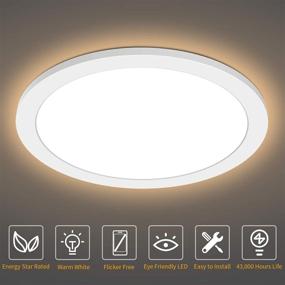 img 3 attached to 🔆 12 Inch LED Flush Mount Ceiling Light Fixture for Bathroom and Kitchen - 3000K Warm White, 24W (150W Equivalent), 1680LM Round Ceiling Lamp for Bedroom, Hallway, Stairwell