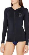 roxy women's essentials rashguard in anthracite - women's swimsuits & cover ups logo