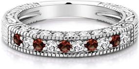 img 3 attached to 925 Sterling Silver Red Garnet and White Created Sapphire Ladies Anniversary Wedding Band Ring - 1.00 Carat Total Weight, Size 5, 6, 7, 8, 9, Gemstone King