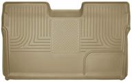 🐶 husky liners full coverage tan 2nd seat floor mat for 2009-2014 ford f-150 supercrew, weatherbeater 19333 logo