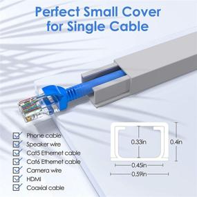 img 3 attached to 🔌 Скрытый кабельный канал CMC-03 - система организации кабелей на стене с одним шнуром - набор из 125" покрытий для питающего кабеля, эфирного кабеля, провода для динамиков - 8 штук размером 15.7 дюймов в длину, 0.59 дюйма в ширину и 0.4 дюйма в высоту, серого цвета.