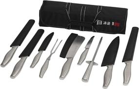 img 4 attached to 🔪 Ross Henery 10-Piece Stainless Steel Chef's Knife Set with Roll Case for Enhanced Kitchen Experience