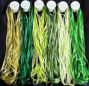 img 1 attached to 🧵 ThreadNanny 7mm Silk Ribbons - Green Tones - Set of 6 Spools, 60 MTS Each