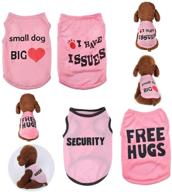 🐾 yikeyo large 4 pack dog clothes: cute puppy shirts for small dogs, yorkie, chihuahua, pug - love, issues, security, hugs логотип