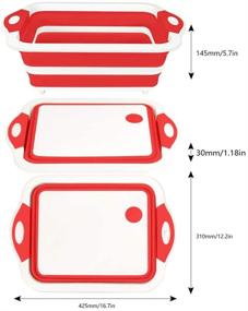 img 3 attached to QiMH 3 в 1 Многофункциональная складная разделочная доска, дуршлаг и силиконовая моечная ванночка - пищевой класс, складная раковина для мытья, дренирования и хранения продуктов