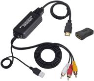 🔌 кабель-конвертер hdmi в rca адаптер, 1080p hdmi в av 3rca cvbs составной видео аудио поддерживает для amazon fire stick, roku, chromecast, пк, ноутбук, xbox, hdtv, dvd. логотип