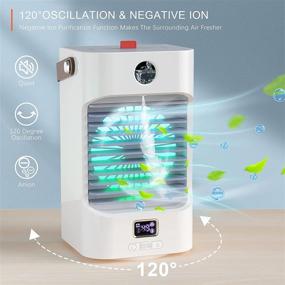 img 1 attached to Rechargeable Personal Air Cooler - Portable AC Fan with Auto Oscillation, 3 🌬️ Speeds, 7 Colors, Misting, Negative Ion - Ideal for Home, Bedroom, Office, Outdoor Cooling