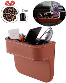img 3 attached to IOKSCTER Car Cup Holder Organizer with PU Leather for Seat Gap Filling, Cell Phone & Drinks Holder in Brown - Car Interior Organizer for Trunk and SUV