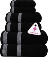casa copenhagen solitaire: stylish 600 gsm hotel & spa towel 🧖 set for kitchen and bathroom - 6 piece egyptian cotton collection (jet black) logo