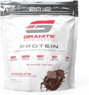 🥤 granite protein powder: 30 servings, complete spectrum protein blend for lean muscle growth, 5 sources: whey concentrate, micellar casein, isolate, grass fed beef, egg white, 2lb (chocolate) logo