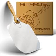 🍕 easy storage aluminum pizza peel 12x14 with foldable wood handle - ideal metal pizza paddle for homemade pizza and bread baking, pizza turning spatula, pizza accessories logo