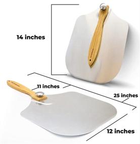 img 2 attached to 🍕 Easy Storage Aluminum Pizza Peel 12x14 with Foldable Wood Handle - Ideal Metal Pizza Paddle for Homemade Pizza and Bread Baking, Pizza Turning Spatula, Pizza Accessories