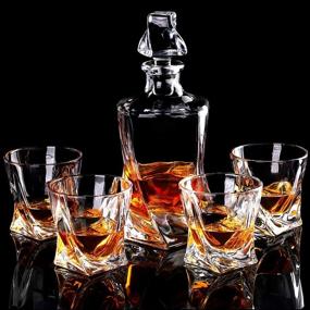 img 2 attached to 🥃 5-Piece Crystal Whiskey Decanter Set for a Shimmering Experience