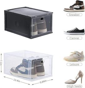 img 3 attached to 👠 Aliscatre Stackable Clear Shoe Boxes, Set of 6 - Shoe Storage Containers for Sneaker Display, Drop Front with Clear Door - Fits up to US Size 12 (13.4”x 9.8”x 7.1”) Clear Plastic