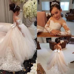 img 3 attached to 👸 Enchanting GZY White Ivory Lace Long Sleeve Flower Girl Dress: Your Perfect Princess Gown for Pageants and Special Occasions GZY202