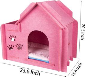 img 3 attached to 🐱 GEX Cat House Indoor Condos Felt Furniture – Large Box with Windows for Cats/Pets – Soft Cat Bed Mat Included (Pink) - 23.6 x 15.6 x 20.5Inch