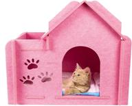 🐱 gex cat house indoor condos felt furniture – large box with windows for cats/pets – soft cat bed mat included (pink) - 23.6 x 15.6 x 20.5inch logo