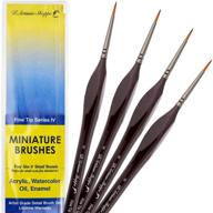 🖌️ model paint brush set miniature: fine detail 4pc size 0 paintbrushes for art, watercolor, acrylics, oil - ideal for warhammer, nail art, airplanes, craft, game dnd, miniatures, figurines logo