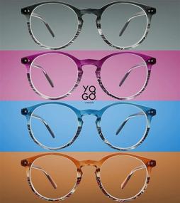 img 3 attached to Stylish Blue Light Blocking Round Reading Glasses for Women and Men