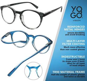 img 1 attached to Stylish Blue Light Blocking Round Reading Glasses for Women and Men