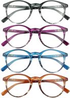 stylish blue light blocking round reading glasses for women and men logo