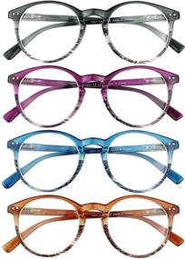 img 4 attached to Stylish Blue Light Blocking Round Reading Glasses for Women and Men