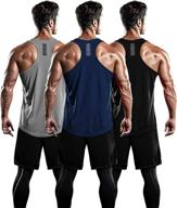 💪 drskin men's 3 pack dry fit y-back muscle tank tops - mesh sleeveless gym bodybuilding training athletic workout cool shirts логотип