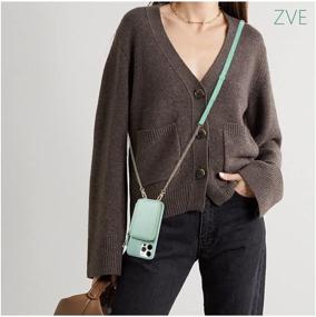 img 2 attached to 👜 ZVE iPhone 12 Pro Max Crossbody RFID Wallet Case - Stylish Zipper Phone Case with Card Holder and Wrist Strap Purse Cover, Ideal Gift for Women - Compatible with iPhone 12 Pro Max, 6.7 inch, 2020-Bean Green